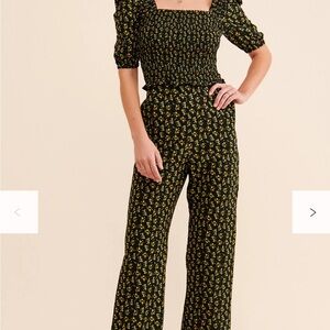 Find Me Now Ditsy Smocked Jumpsuit size small free people
